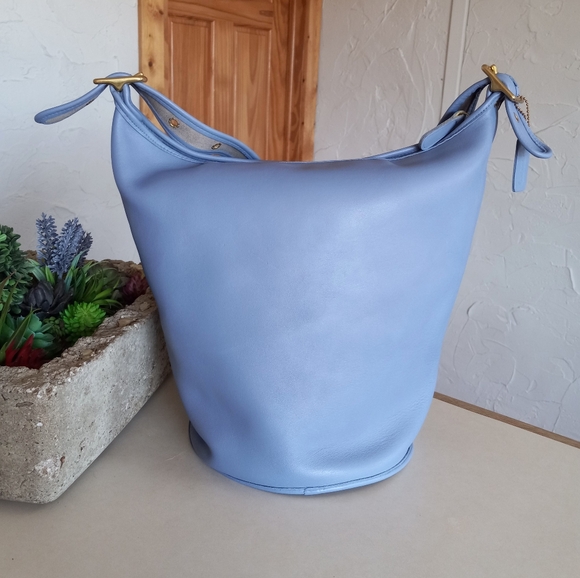 Coach #9085 "Duffle Sac" in Rare Periwinkle Leather, Made in the USA 1997. - Picture 2 of 12